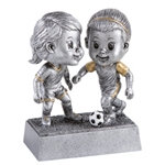 Soccer Female Double Bobblehead Trophy with Face