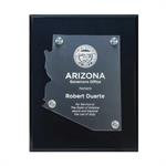 Frosted Acrylic NE State Cutout on Black Plaque