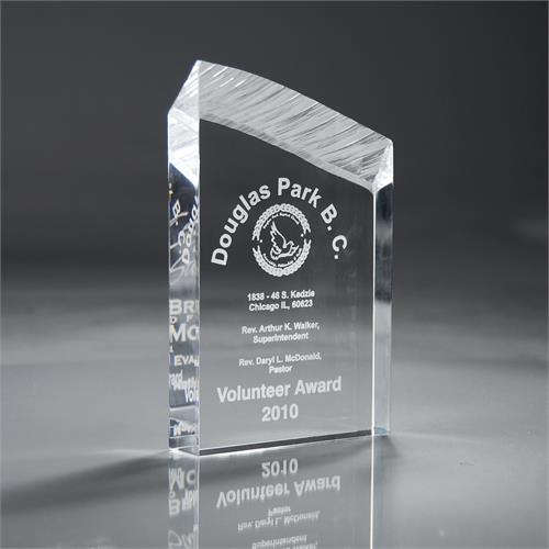 Gentle Waves Clear Chisel Tower Award: Chiseled Lucite Design For 