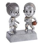 Basketball Female Double Bobblehead Trophy with Face