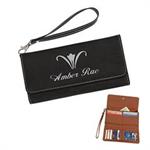 Engraved Leatherette Wallet w/Strap