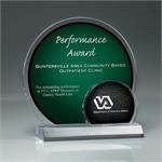 Green Arched Brilliance Award on Clear Base