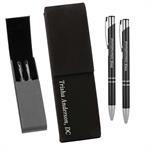 Leatherette Double Pen Case with Large