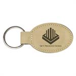 Light Brown Leatherette Oval Keychain