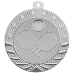 2" Bright Silver Pickleball Starbrite Medal