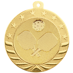 2 3/4" Bright Gold Pickleball Starbrite Medal