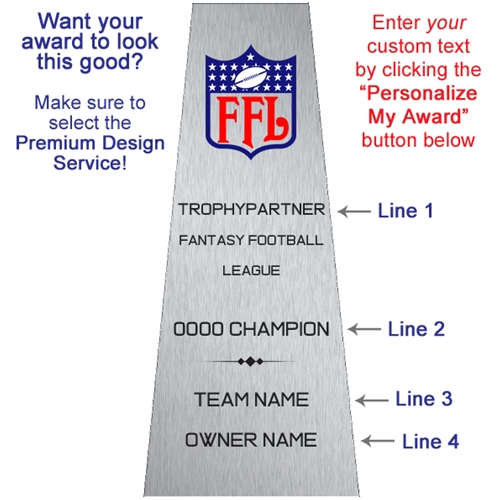 FANTASY FOOTBALL 10 1/4 REPLICA LOMBARDI SUPER BOWL TROPHY FREE PLAQUE!