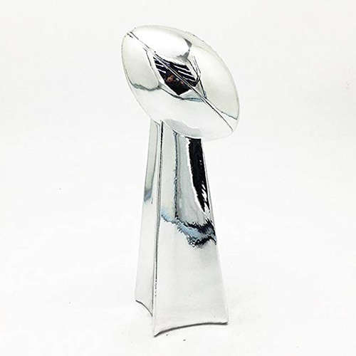 Gold Chrome Lombardi Replica Super Bowl Trophy With 4 Lines of 