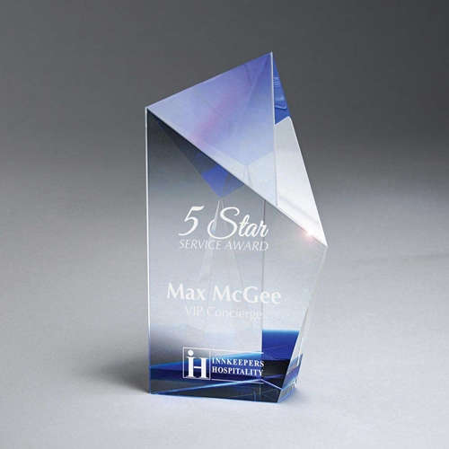 Optic Crystal Award with Blue Crystal Accent