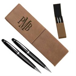 Leatherette Double Pen Case with Small