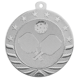 2" Bright Silver Pickleball Starbrite Medal